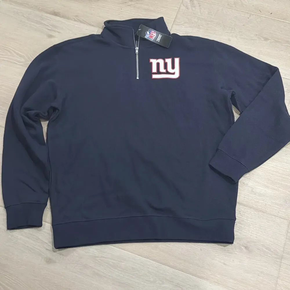 New York Giants Sweatshirt Mens 1/4 Zip Pullover Chest Logo NFL Team Apparel